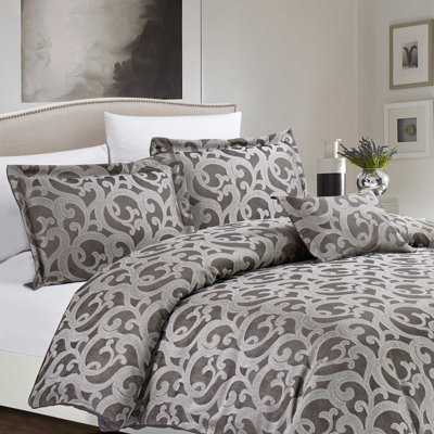 Fleur De Lis Living Rebeca Scroll Scroll Jacquard Super King Duvet Cover